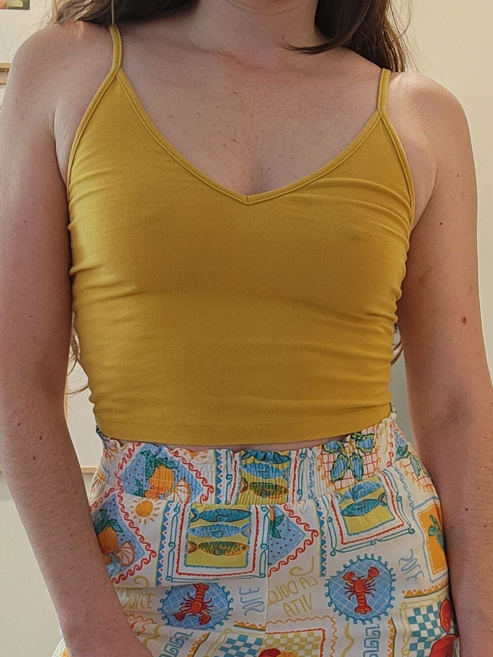 Yellow V-Neck Spaghetti Strap Women's Tank Top Cami